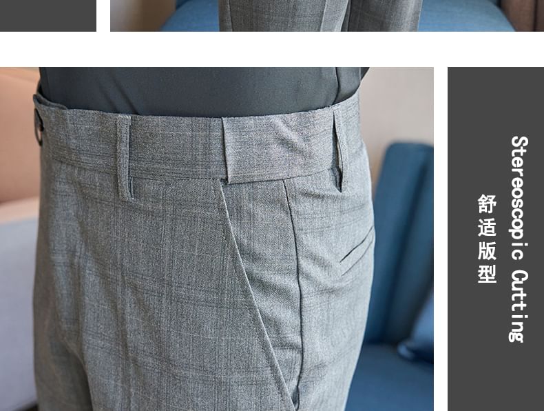 Bay Go Mall - Geruite cropped taps toelopende pantalon met middelhoge taille
