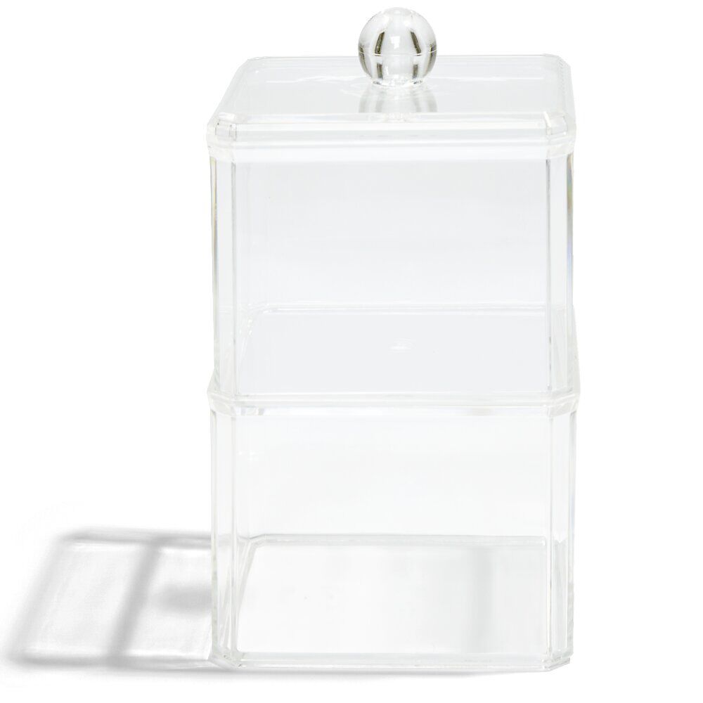 Boîte de rangement salle de bain 2 compartiments 9,3x9,3xH15,5cm