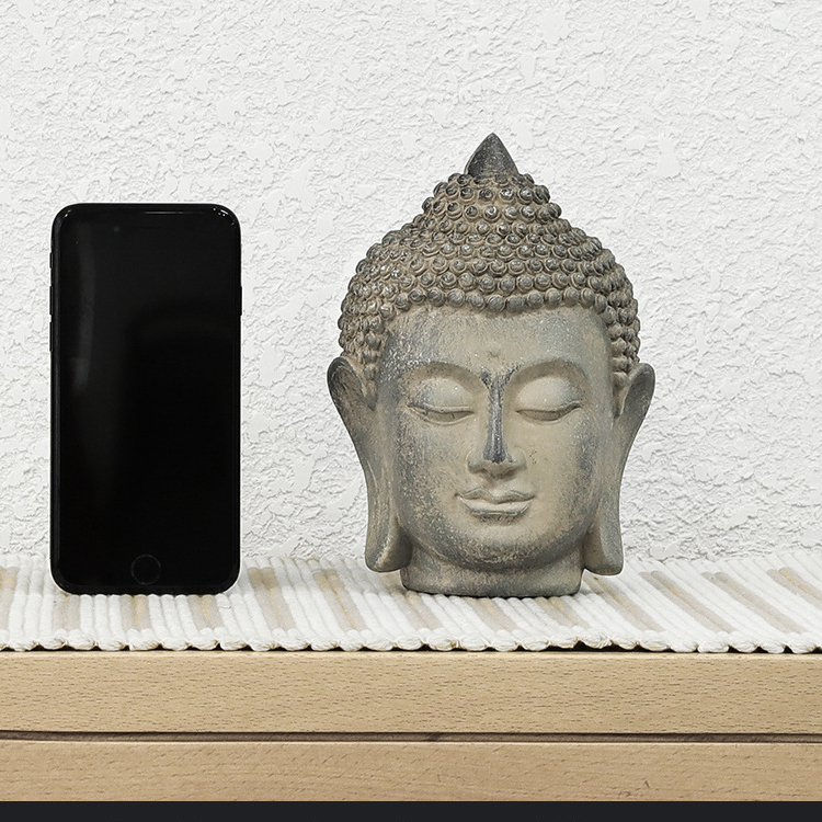 (11x16cm) Buddha Kopf Home Dekoration Garten Accessoire in Stein Optik