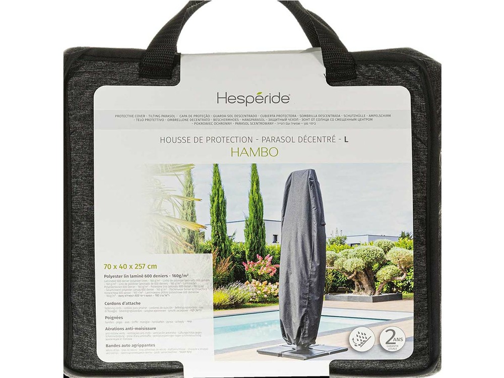 Housse pour parasol décentré l gris hambo - 70 x 40 x 257 cm