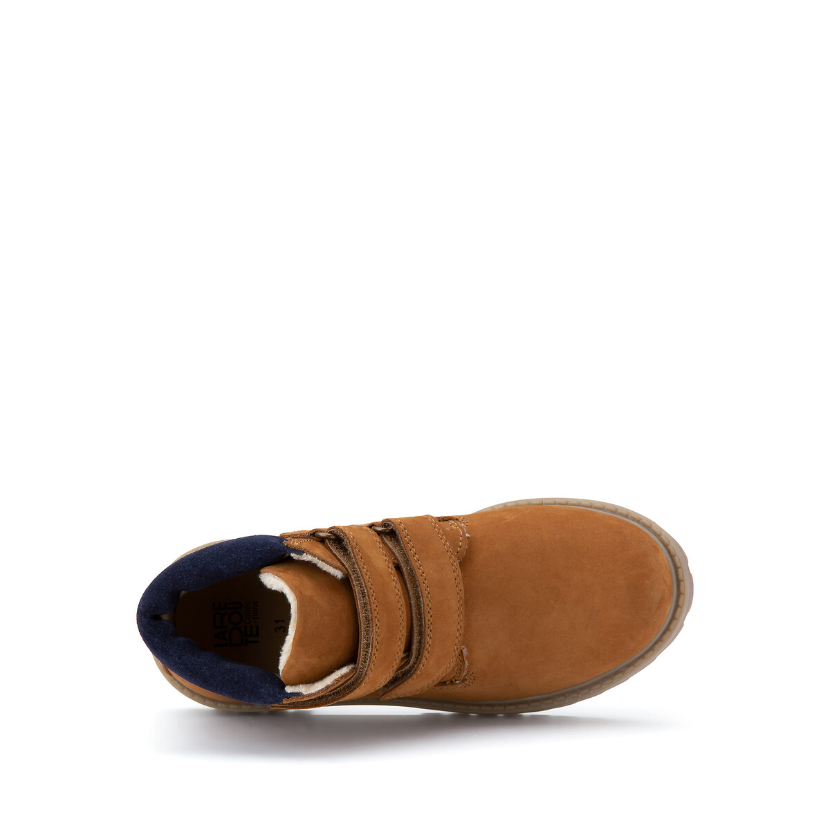 COLEÇÃO LA REDOUTE<br>Botas de tornozelo em couro forrado com fecho de velcro