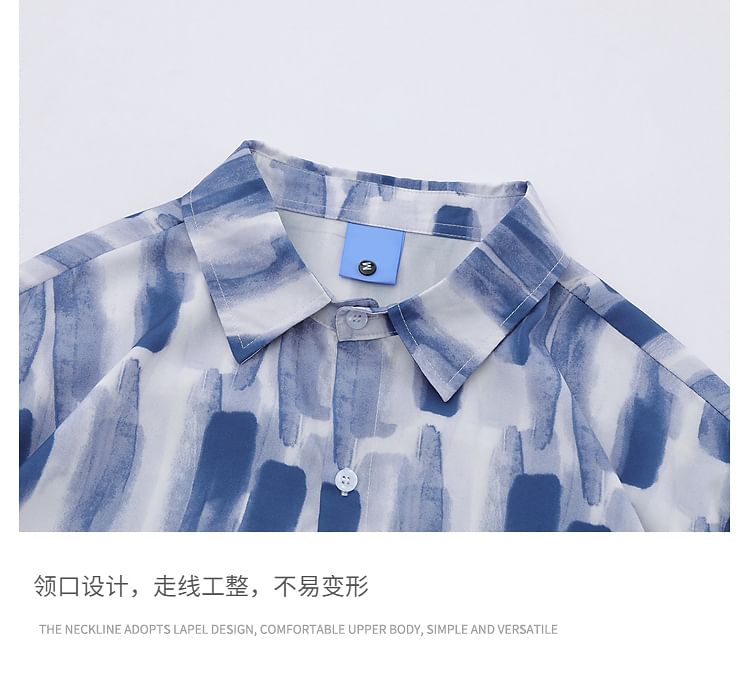 Capbrew - Tie-dye overhemd met korte mouwen en knoopjes