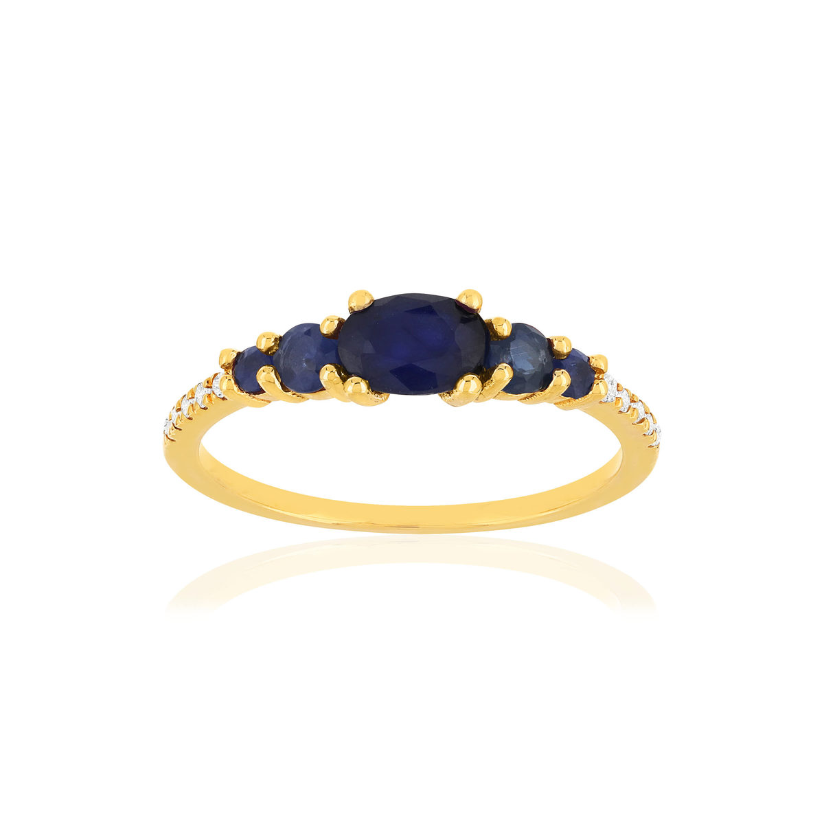 Bague or jaune 375 saphirs diamants