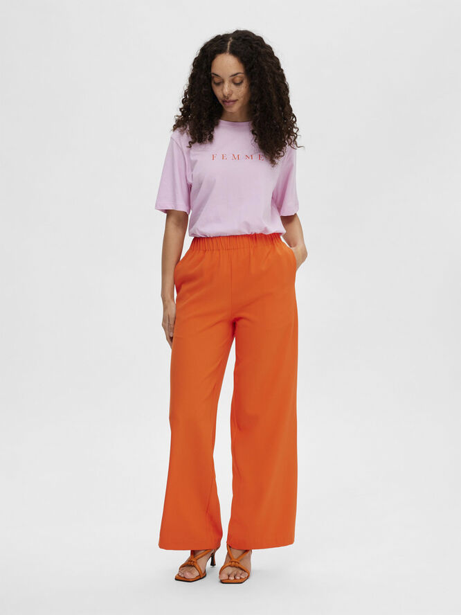 Selected Femme SLFTINNI-RELAXED MW WIDE PANT N NOO Orangeade