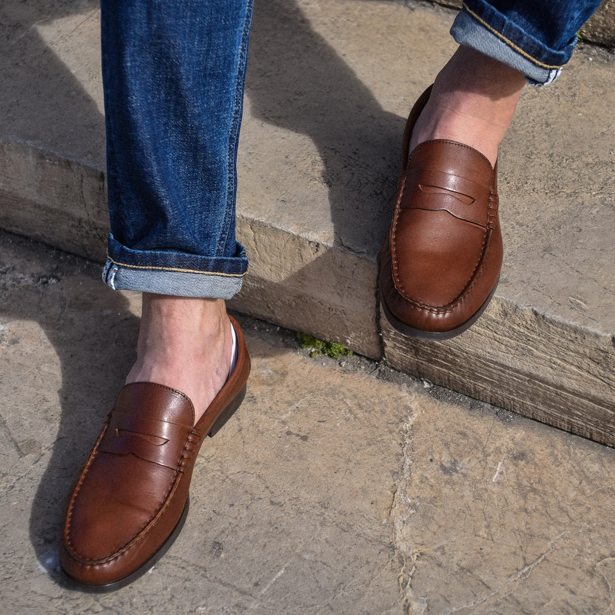 Bay-Mocassin en cuir cognac