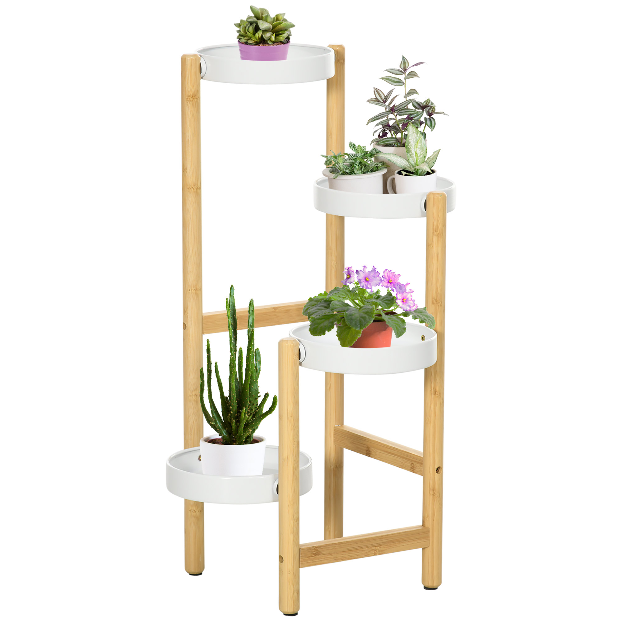 Suporte para plantas Outsunny Natural e Branco