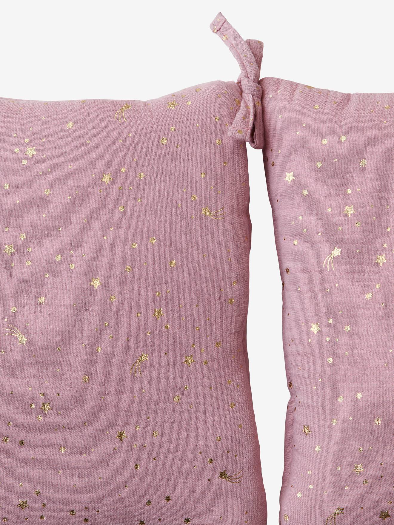 Protetor de berço modular em gaze de algodão orgânico / protetor de cercado* Estampa de pipa rosa claro
