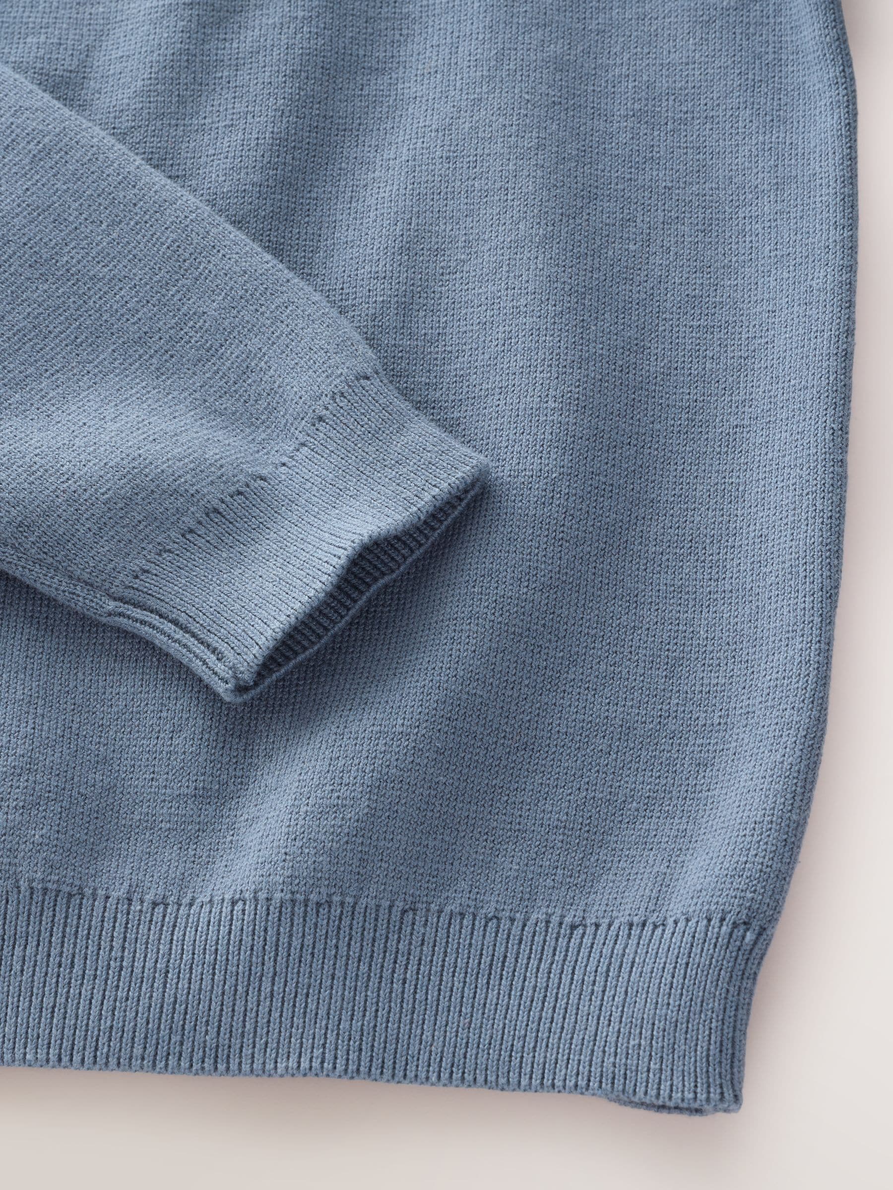 Blauw - Trui met kwartrits (3-16jr)