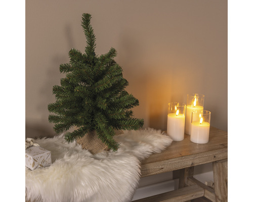 Lafiora kunstkerstboom in jutezak, 45 cm hoog, groen