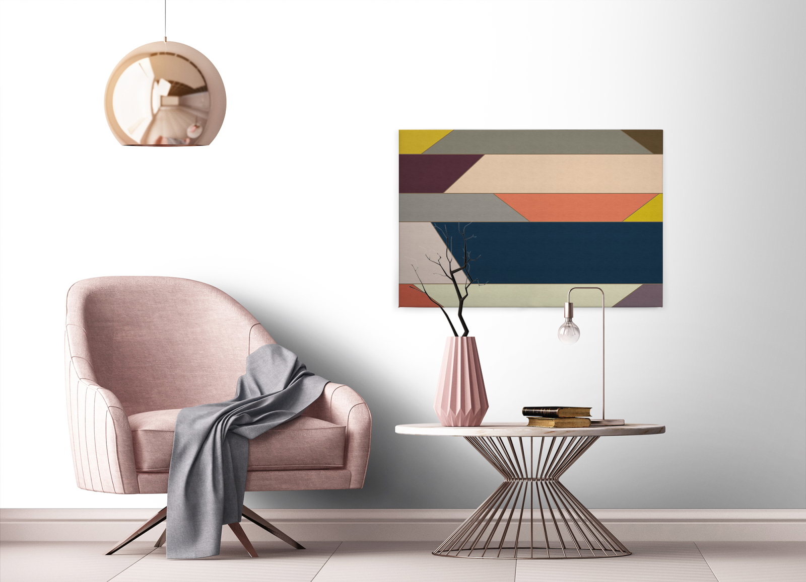Leinwandbild GEOMETRISCHE MUSTER - bunt-blau - 90x60 cm