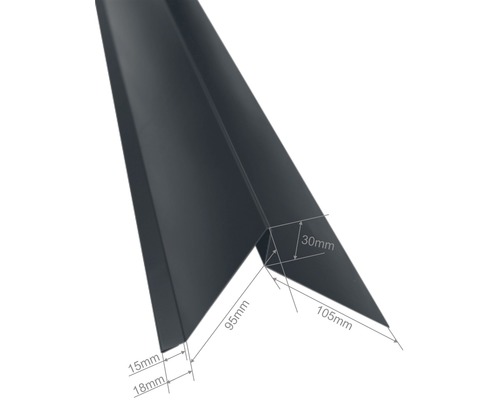 PRECIT-gootstuk zonder druiprand, antracietgrijs RAL 7016, 1000 mm x 263 mm