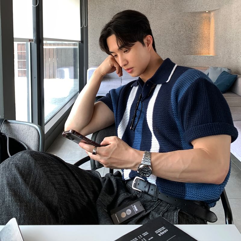 GRAYCIOUS - Poloshirt met kleurblokken en elleboogmouwen