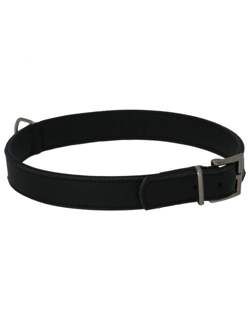 Adori Halsband Vetleder Gevoerd Zwart&Zwart - Hondenhalsband