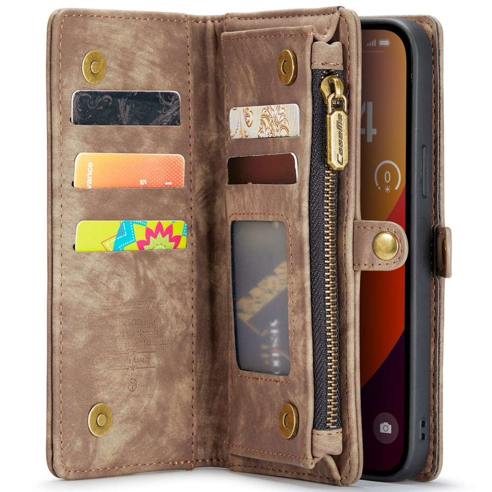iPhone 16 Pro Max 2in1 Leder Tasche   Magnet Hardcase Karten Etui - Braun