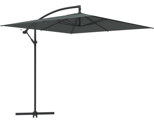 Soluna Lyon zweefparasol, 250 x 250 cm, hoogte 270 cm, donkergrijs, inclusief kruisvoet.