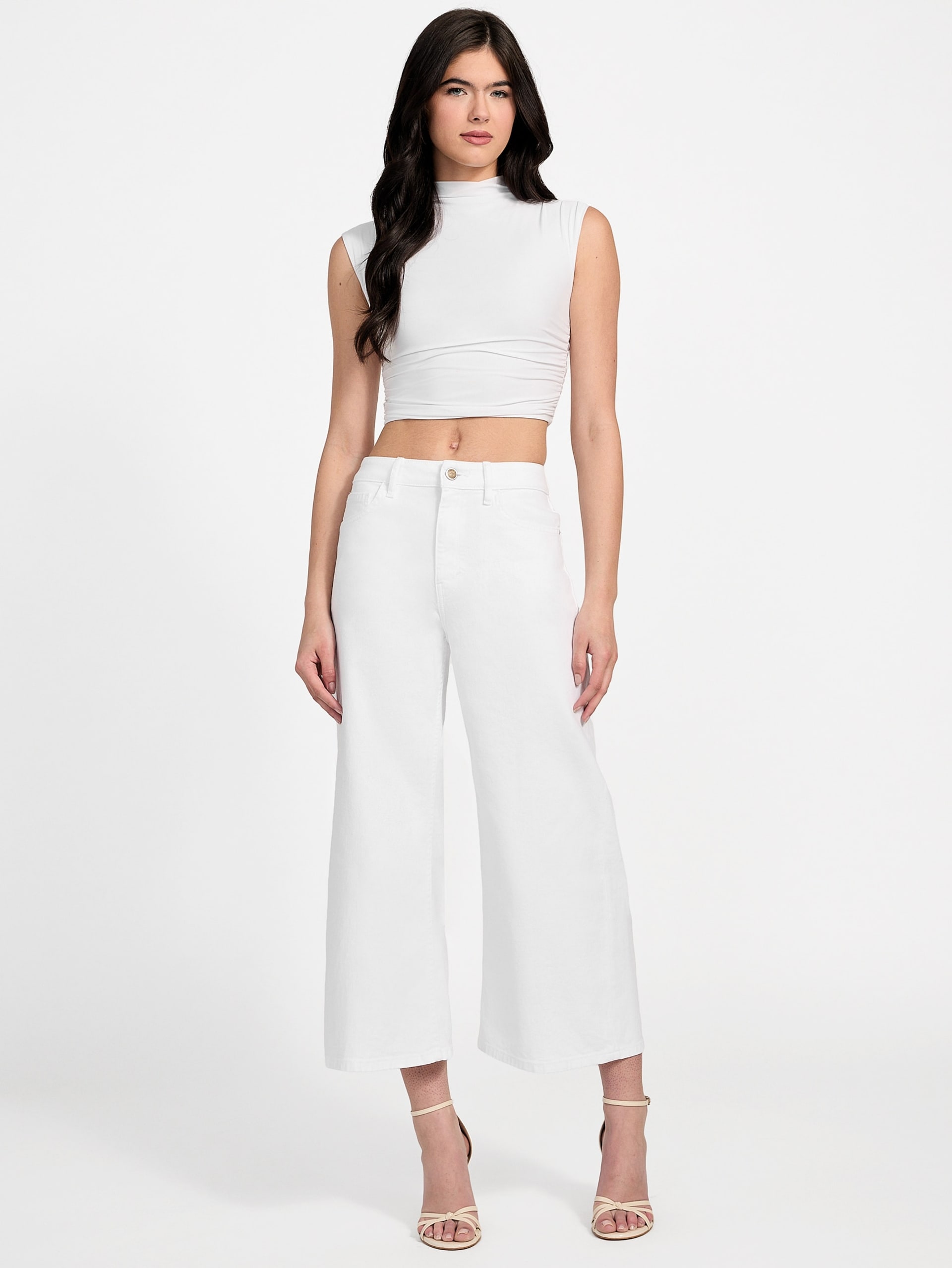 Calça jeans cropped de perna larga Eco Bellflower