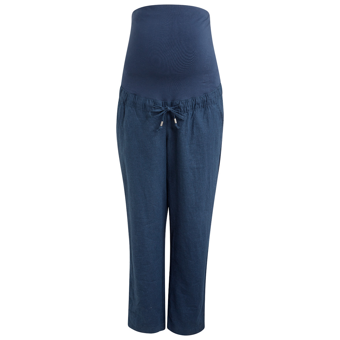 Gina Mama Damen Leinen-Umstands-Hose mit Bindeband dunkelblau