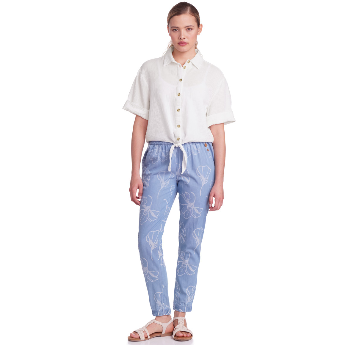 Gina Damen Musselin-Bluse mit Allover-Muster weiss