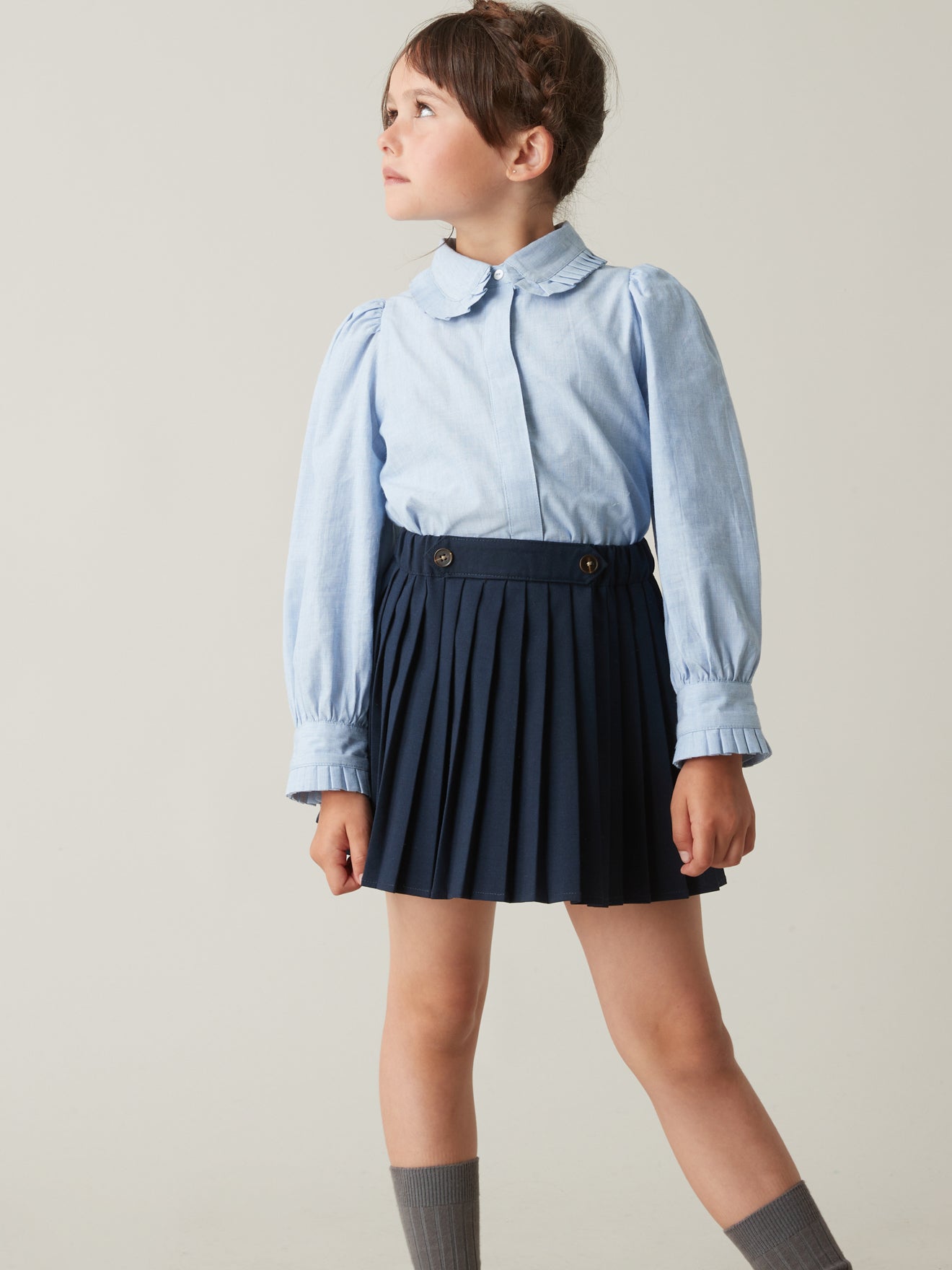 Chemise Fille maxi col plissé
