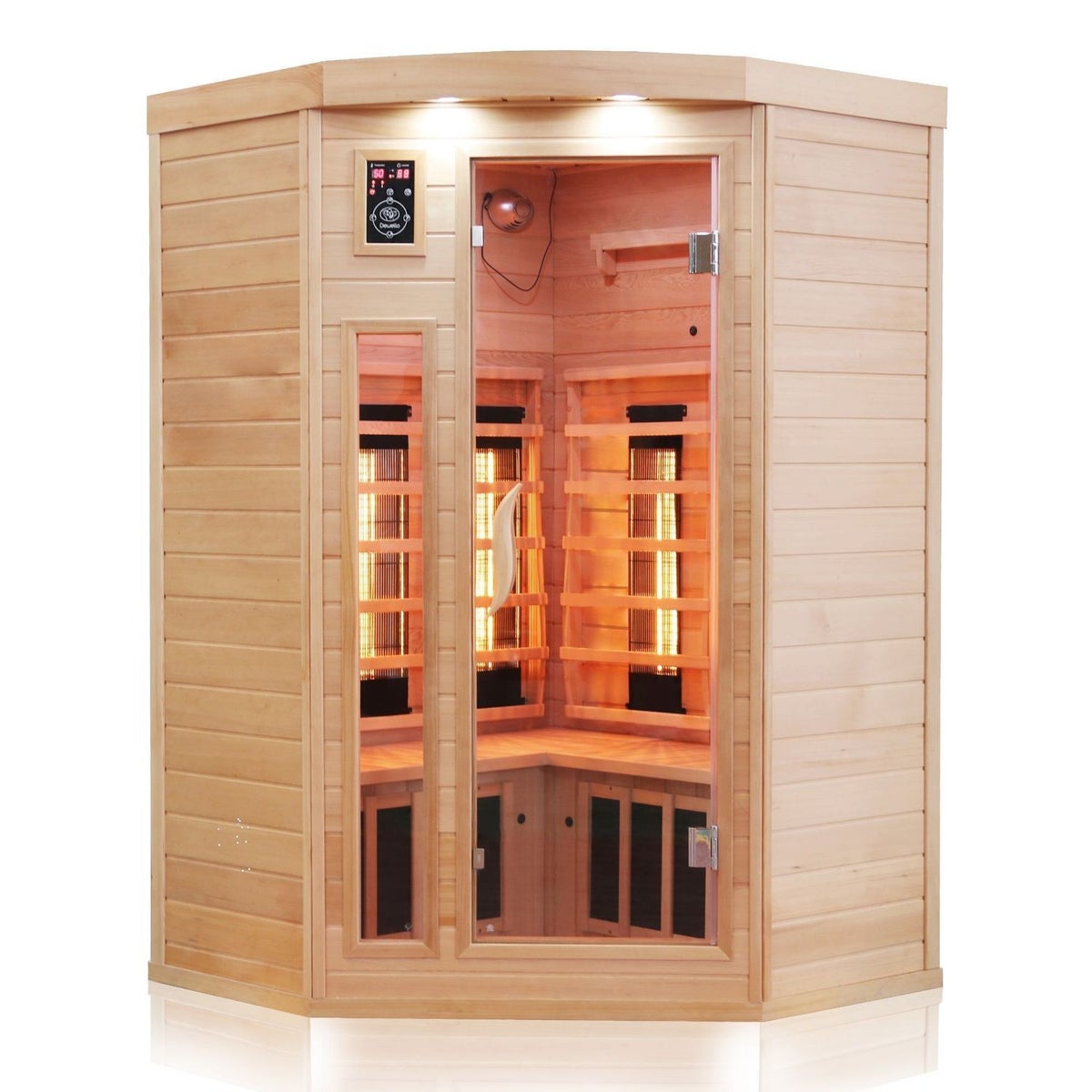 Dewello® Infraroodcabine Infraroodsauna LAKEFIELD 140cm x 140cm incl. 5 full spectrum emitters, 4 koolstof emitters, 3 personen