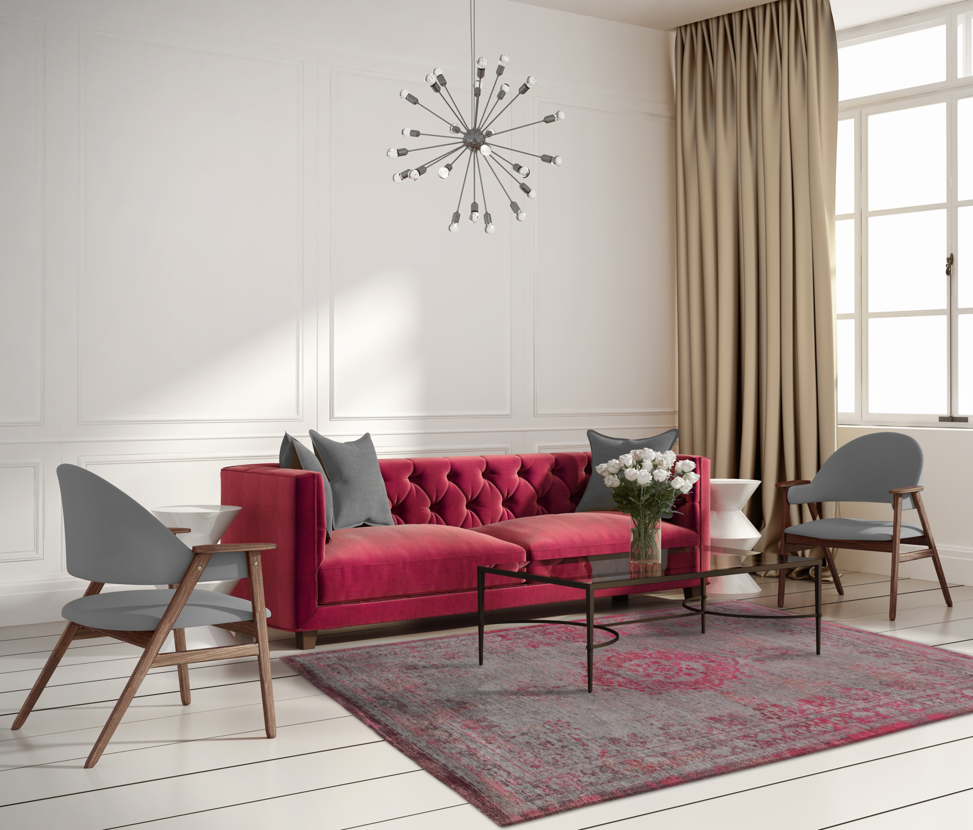 Ecorugs vloerkleed Medallion roze 280x390 cm