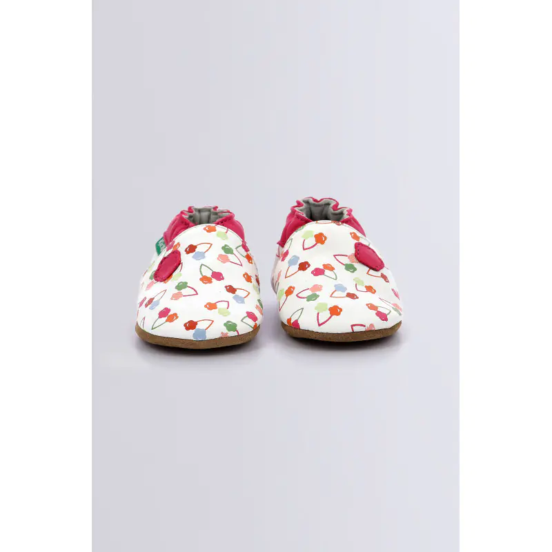 Kickbaby Blanc cerise CHAUSSONS Cuir Bébé