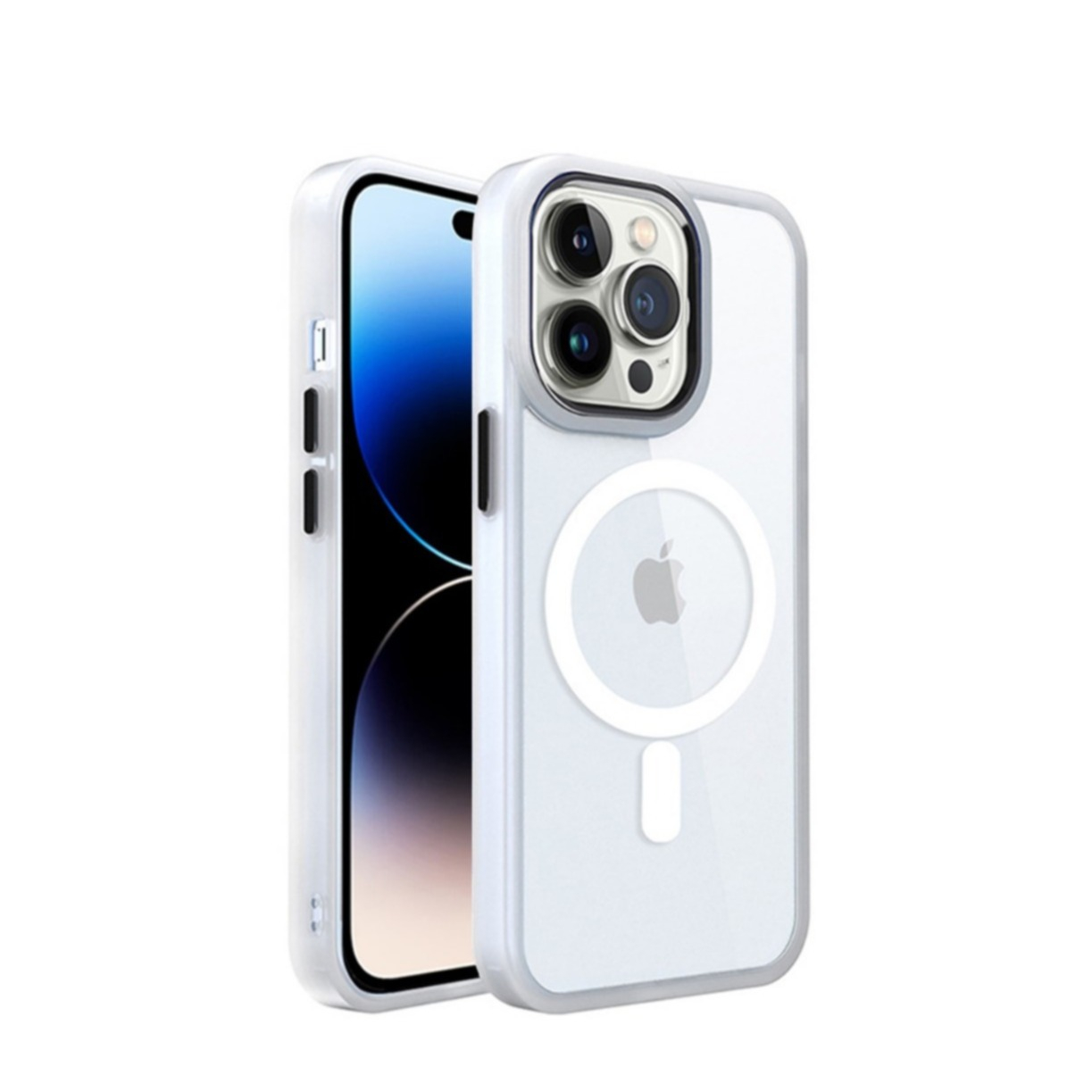 iPhone 14 Pro Max MagSafe Hybrid Hardcase Hülle   TPU Bumper - Weiss