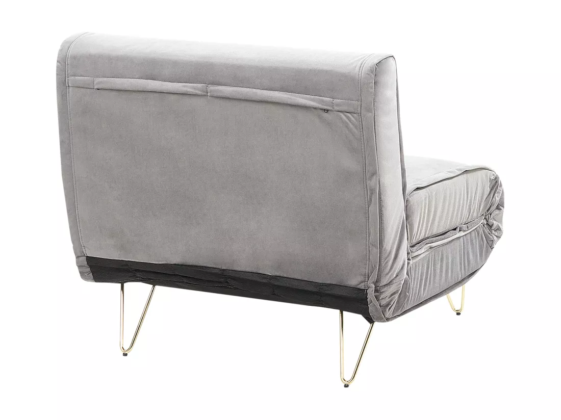 Banquette convertible 1 place en velours gris VESTFOLD