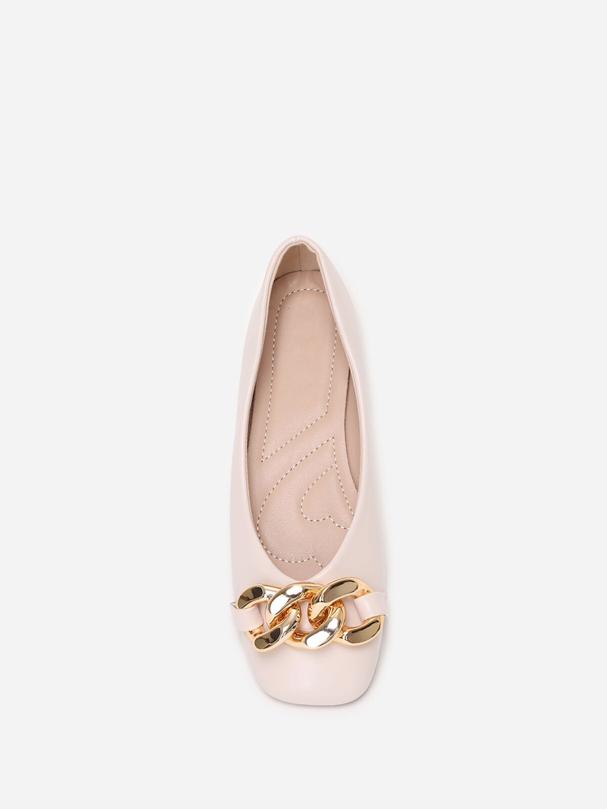 Ballerines à bout carré et chaîne- Beige