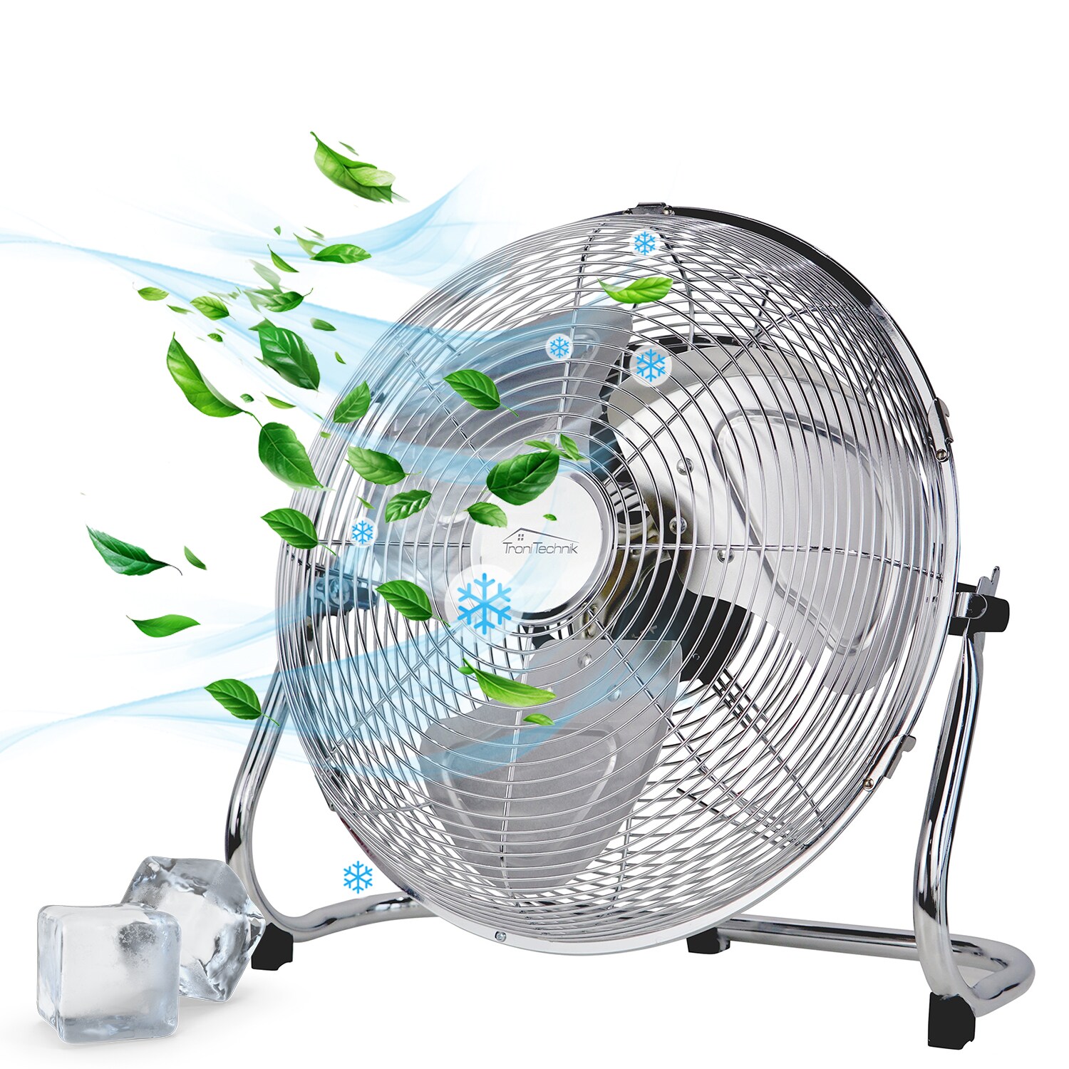TroniTechnik® Bodenventilator Windmaschine mit drei Geschwindigkeitsstufen 70W, verstellbar ?35cm