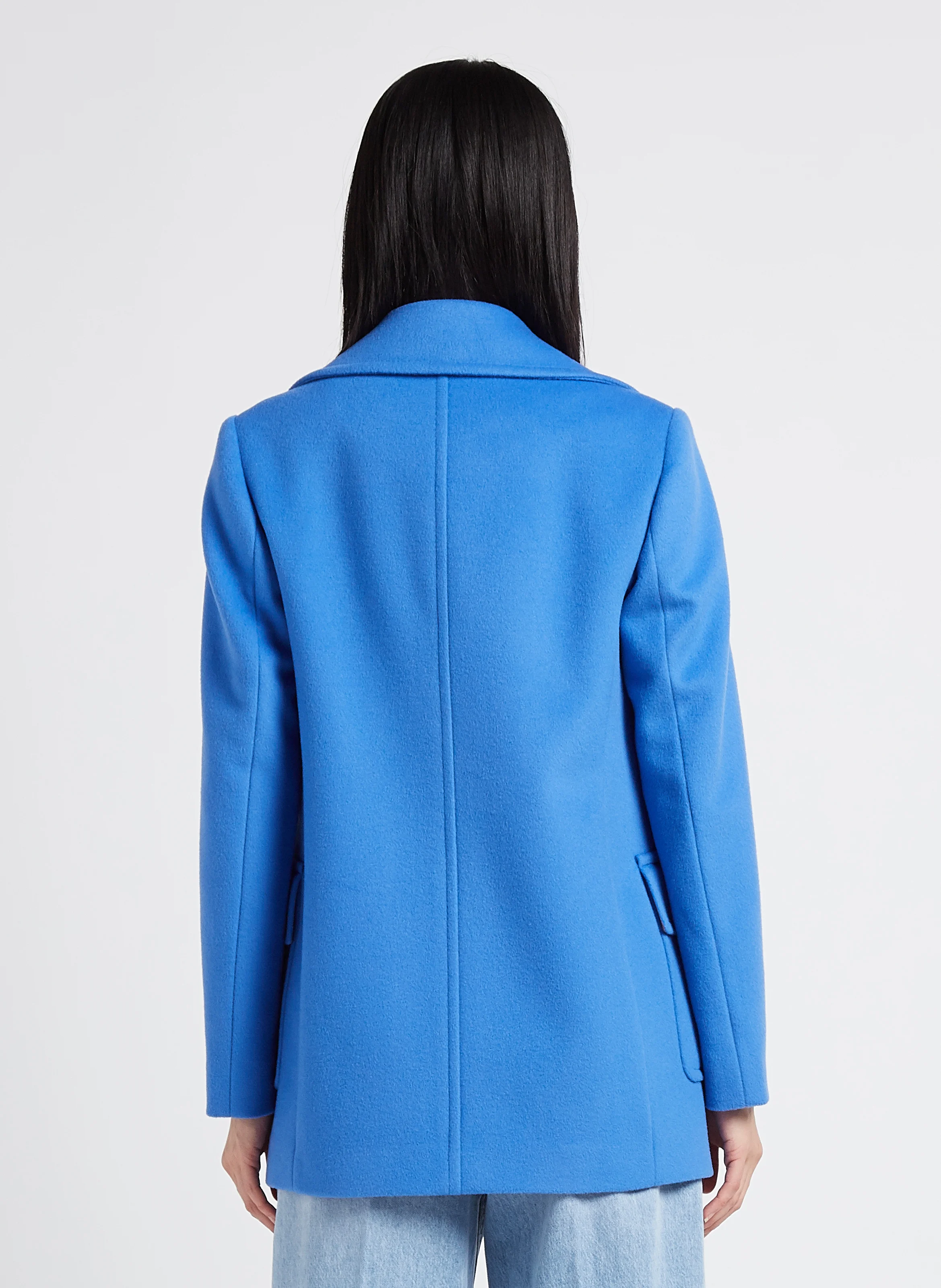 SALATO - Manteau court col tailleur en laine | Bleu
