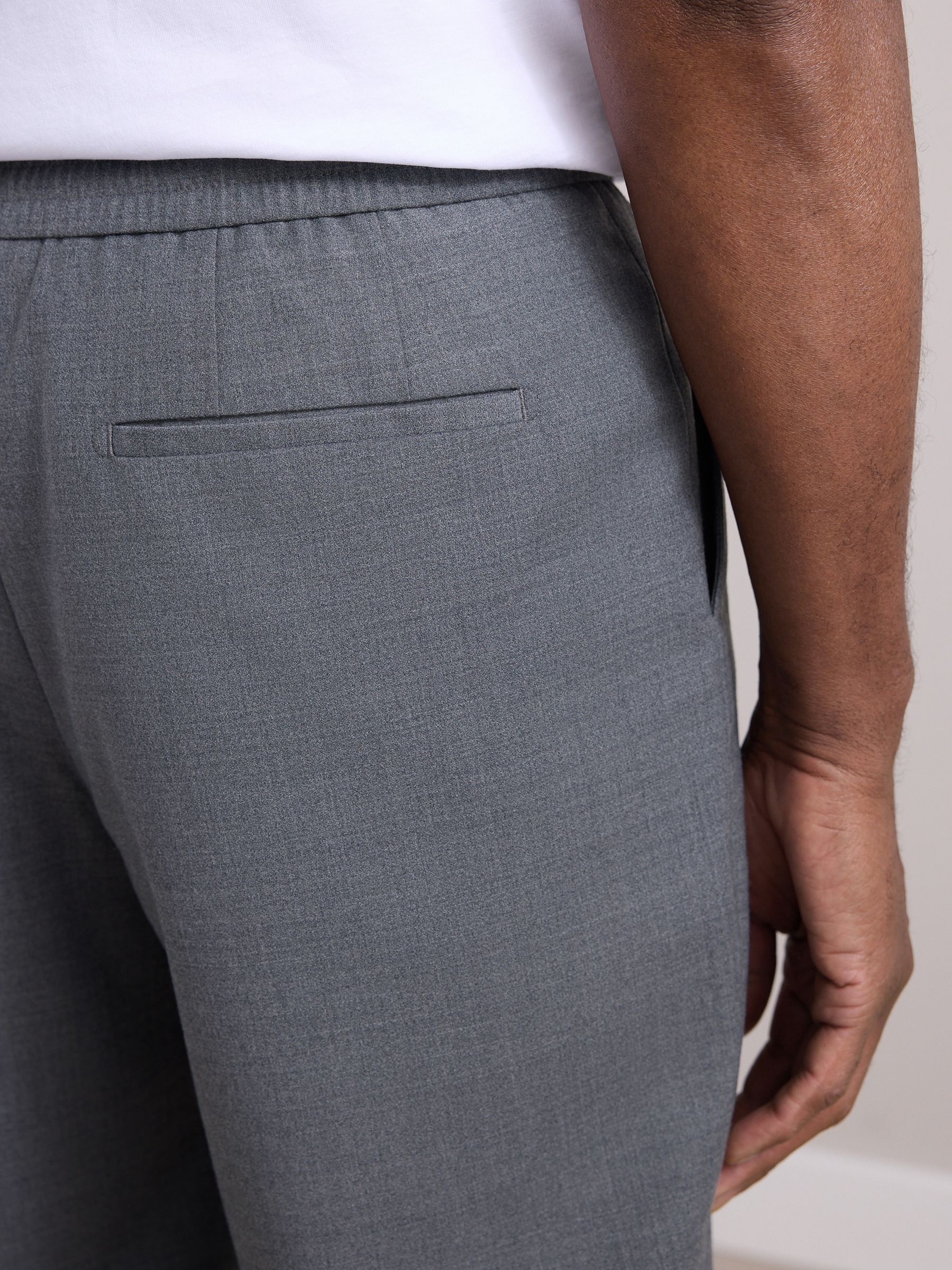 Grijs - Elasticated Waist Wool Rich Textured Formal Trousers