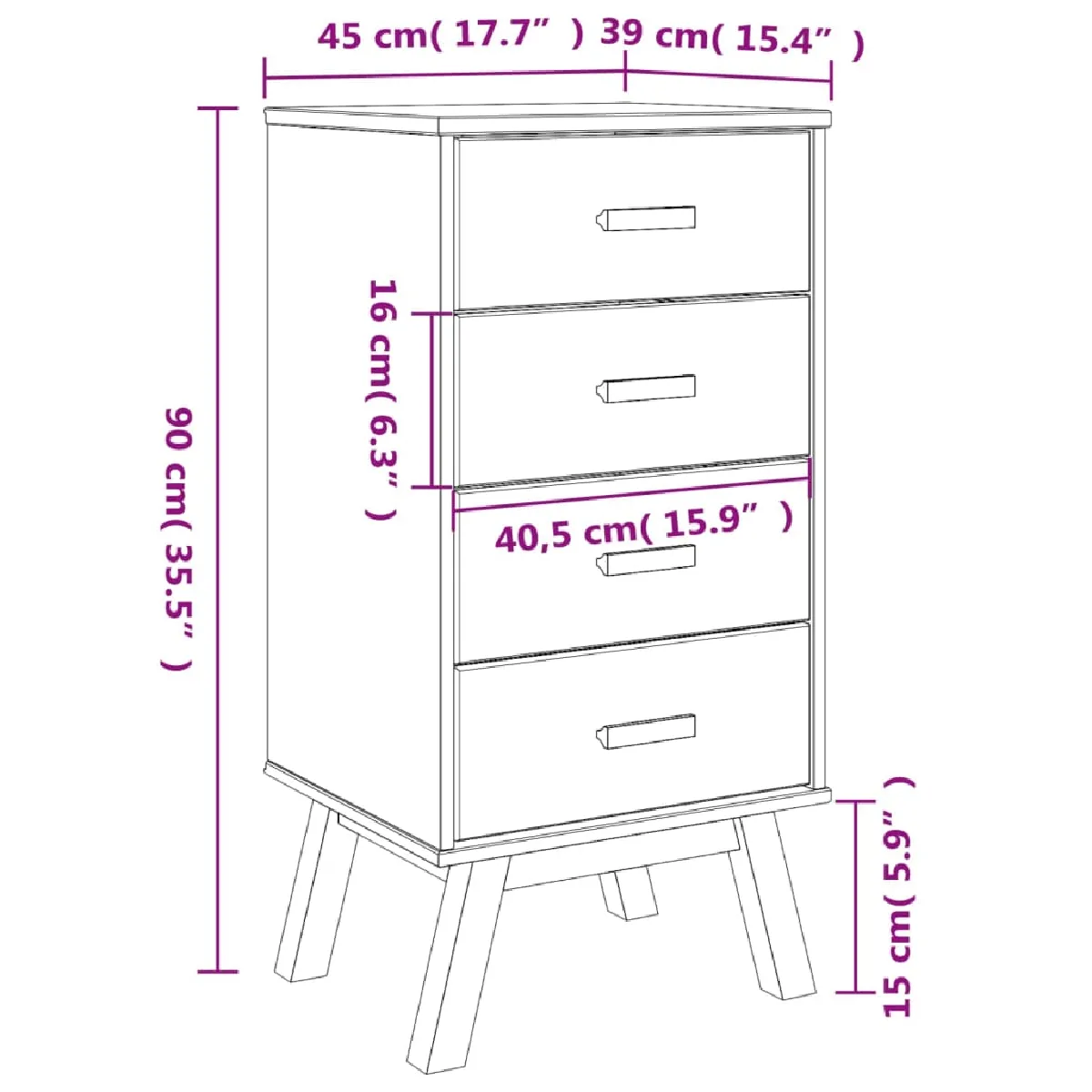 vidaXL Table de chevet OLDEN