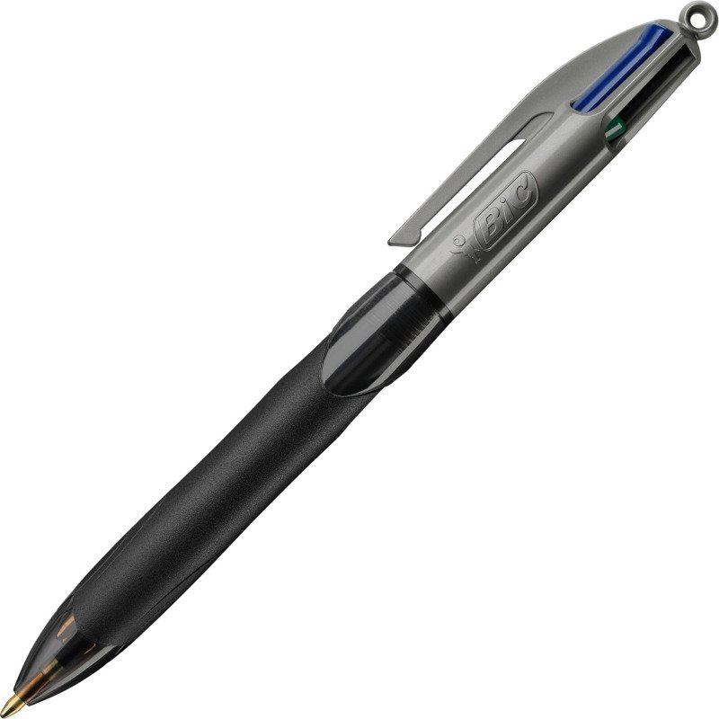 Stylo bille Bic 4 couleurs grip Pro rétractable pointe 1 mm - écriture moyenne