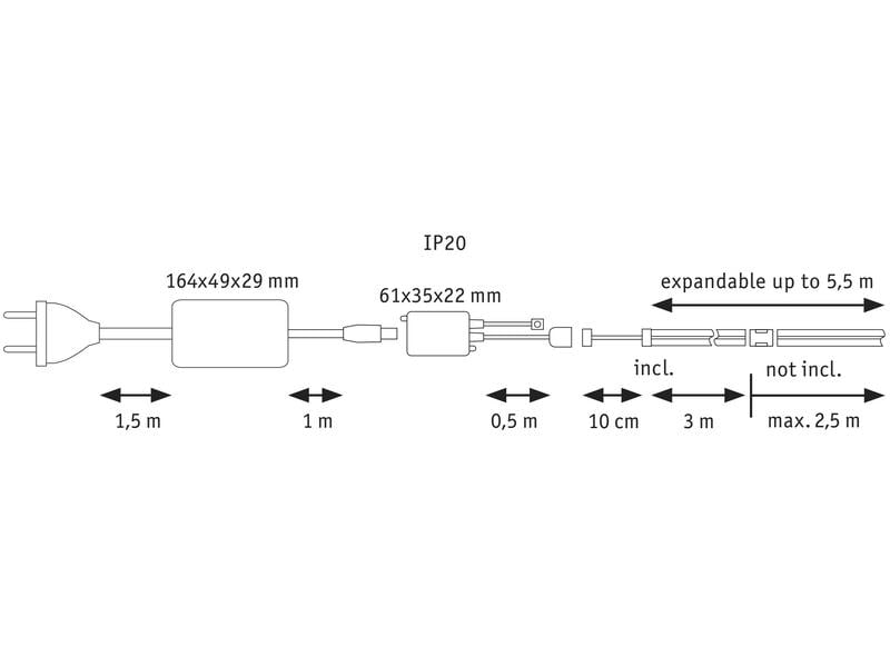 Paulmann MaxLED 1000 LED Strip Full-Line COB Basisset 3m 25.5W 1200 lm/m 673LEDs/m Tunable White 50 VA