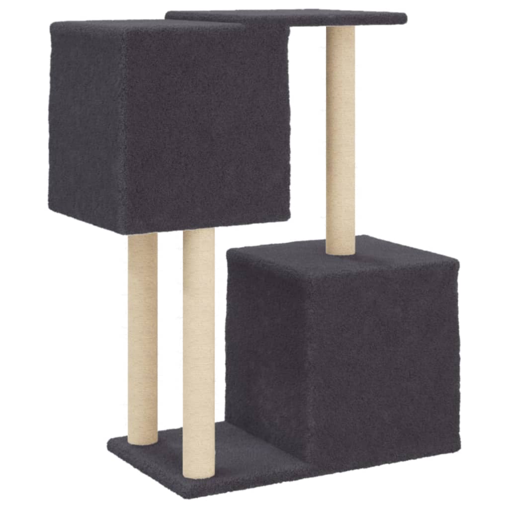 Arbre à chat avec griffoirs en sisal gris foncé 86 cm