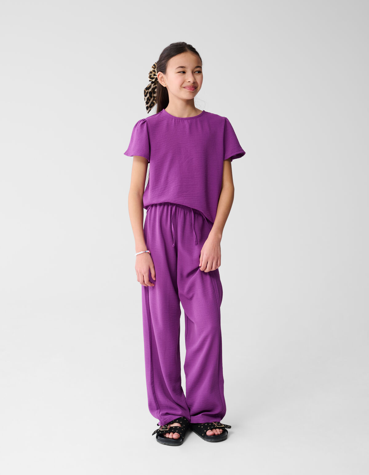 Twist Wide Leg Broek Donkerpaars