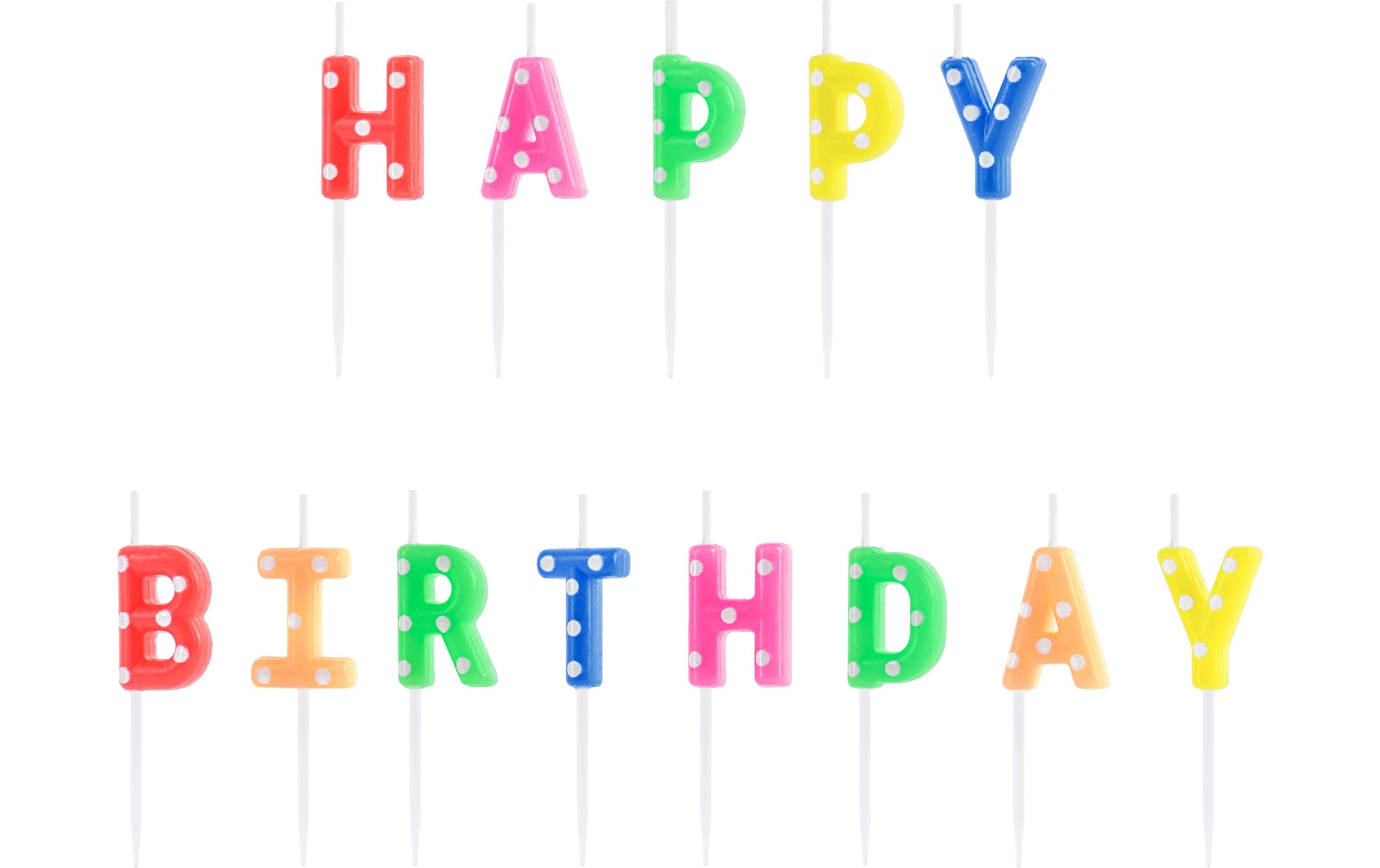 Kerze Happy Birthday 2.5 cm, MehrfarbigBunte Geburtstagskerzen