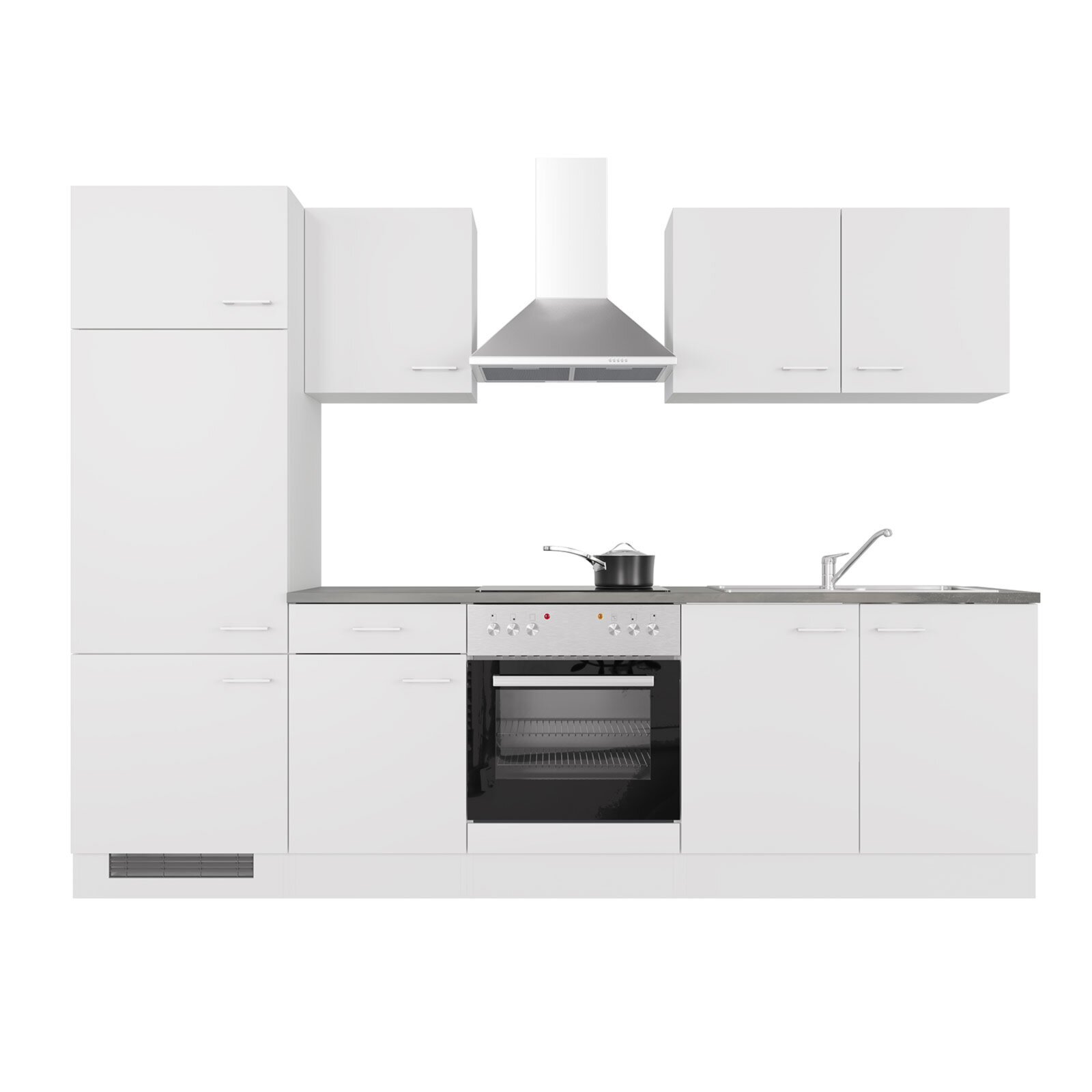 Küchenblock LUCCA - weiß - mit E-Geräten - 270 cm
