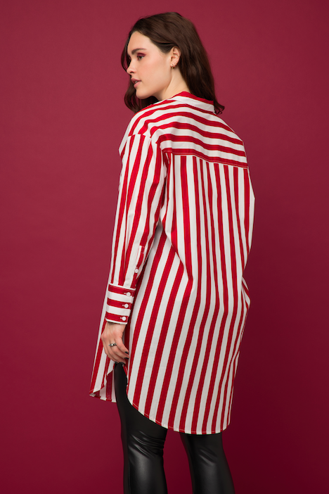 Hemdbluse, oversized, Streifen, Langarm