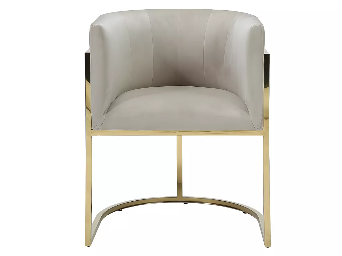 Lot de 2 chaises avec accoudoirs - Velours et acier inoxydable - Beige et doré - PERIA de Pascal MORABITO