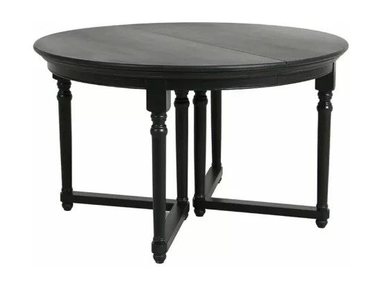 Table Ronde Extensible 6 Pieds Bois-MDF Noir - Harmonie Interior's