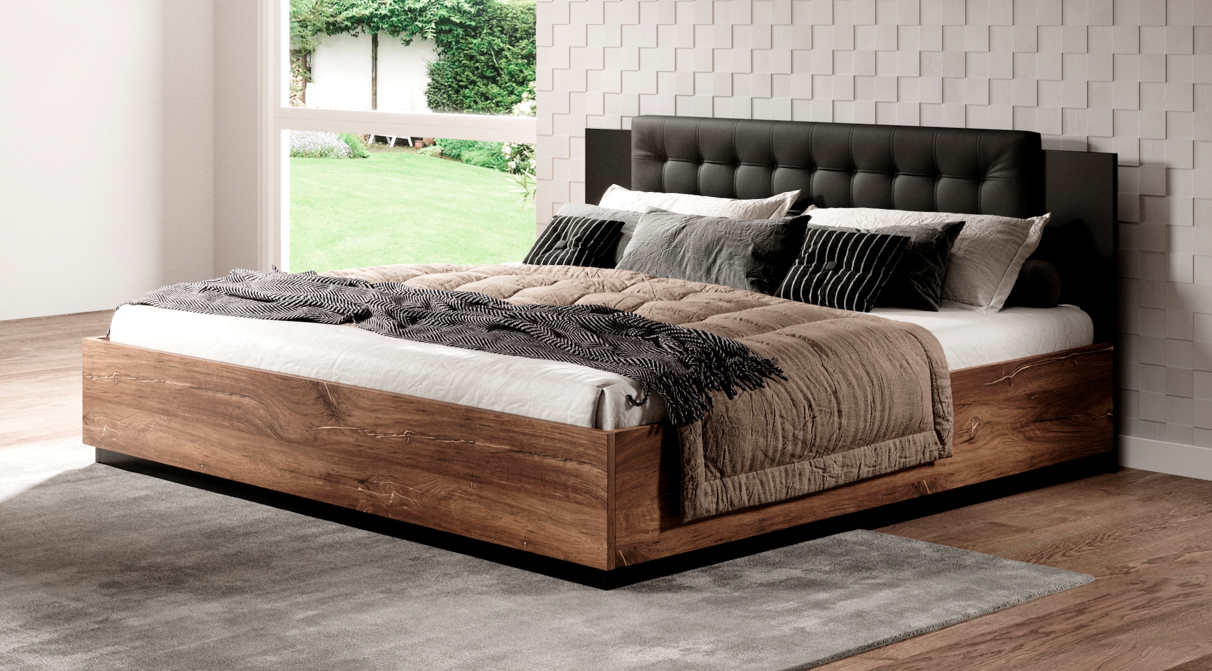 Home affaire Bettgestell »Sigma« Doppelbett in zwei Breiten mit gepolstertem Kopfteil