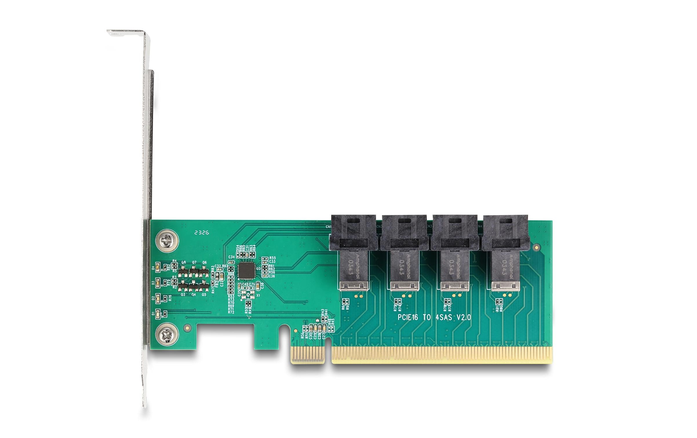PCI Express x16 zu 4 x intern SFF-8643 NVMeDelock PCI Express x16 Karte zu 4 x intern SFF-8643 NVMe – Bifurcation – Low Profile Formfaktor