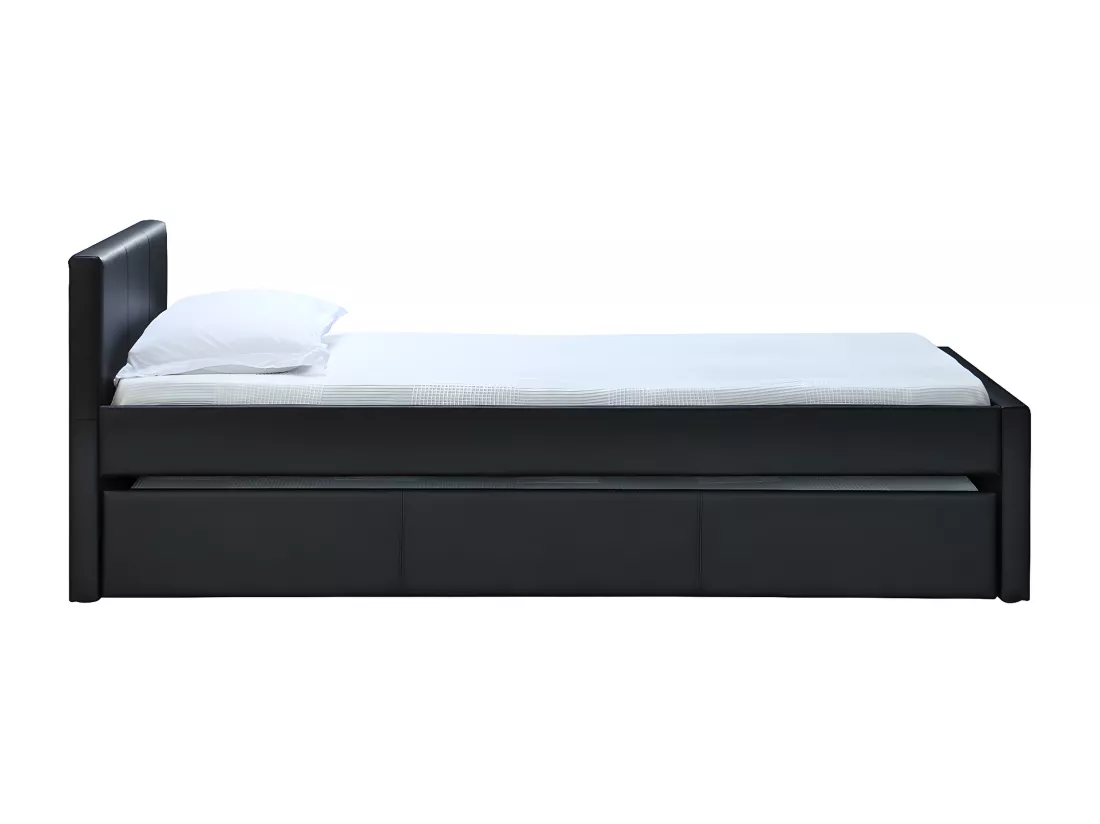 Lit gigogne noir mat 90x190 cm MACCO