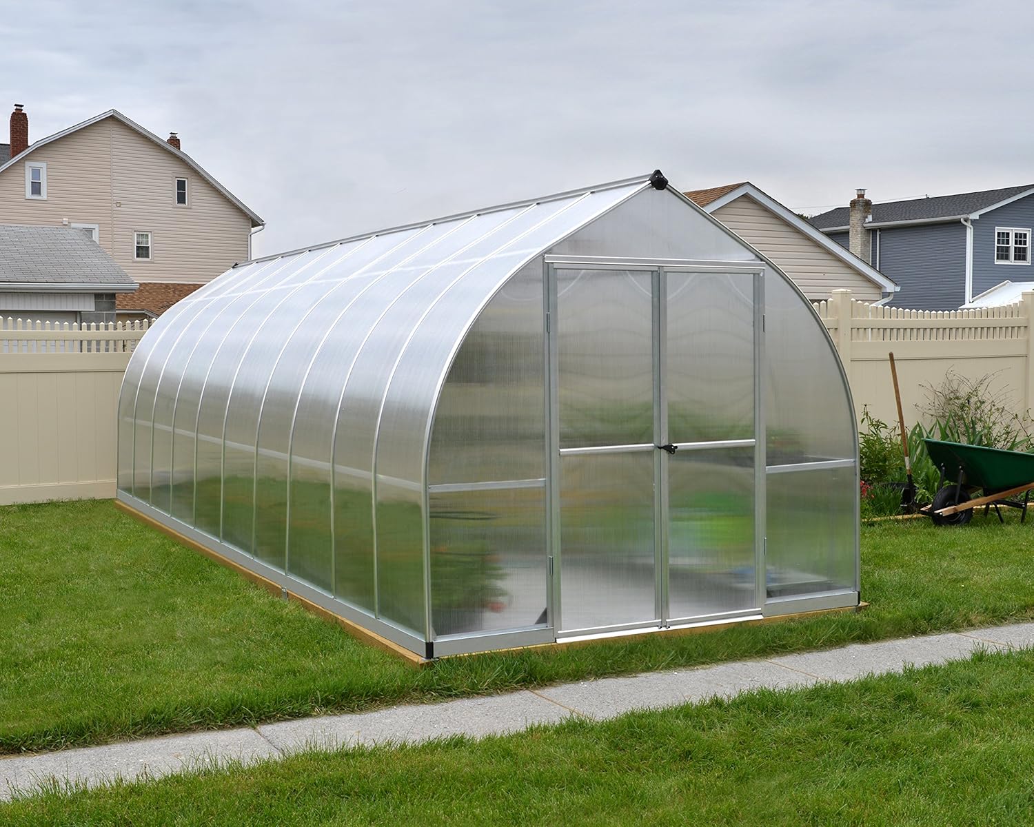 Canopia by Palram Gewächshaus gross Bella 8x20 Treibhaus 244x604 cm Aluminium Silber Tomatenhaus Polycarbonatplatten UV-beständig