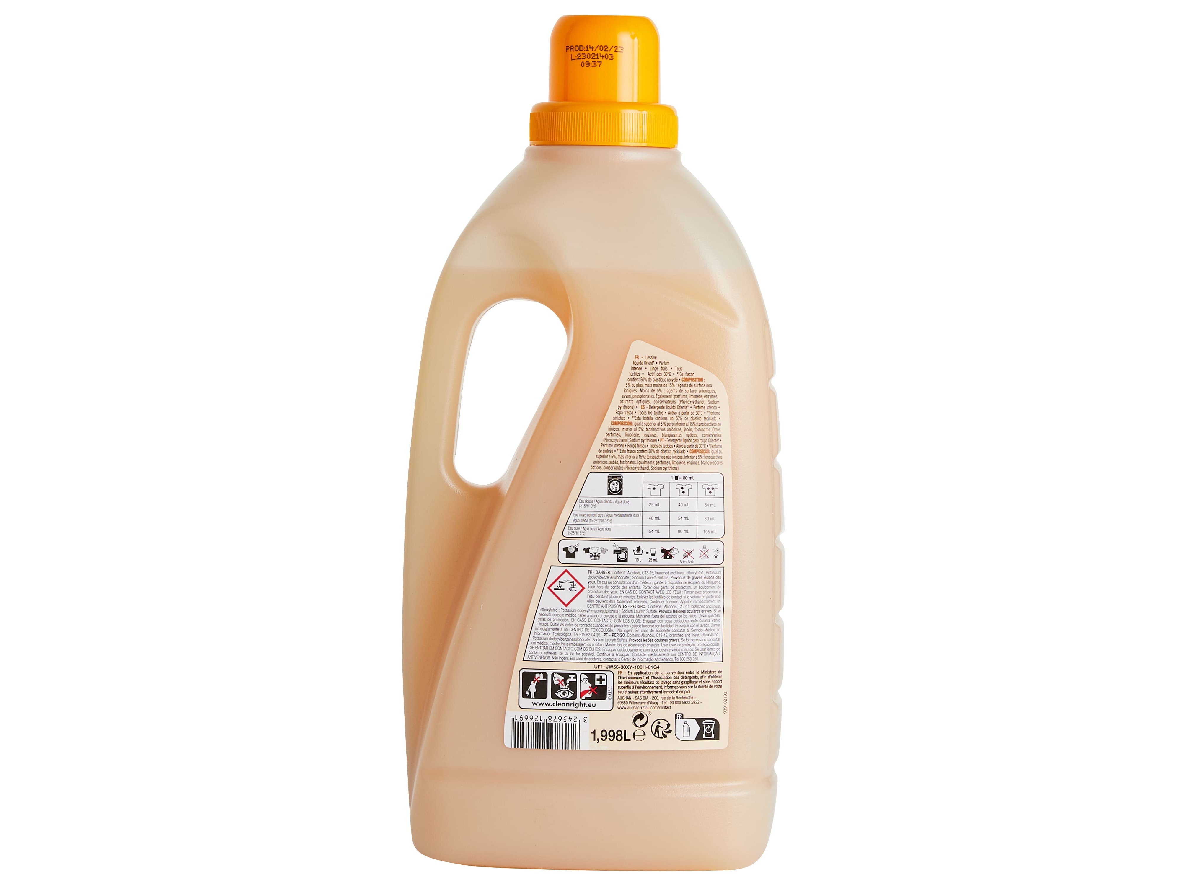 DETERGENTE ROUPA MÁQUINA LÍQUIDO AUCHAN ORIENTE 37 DOSES