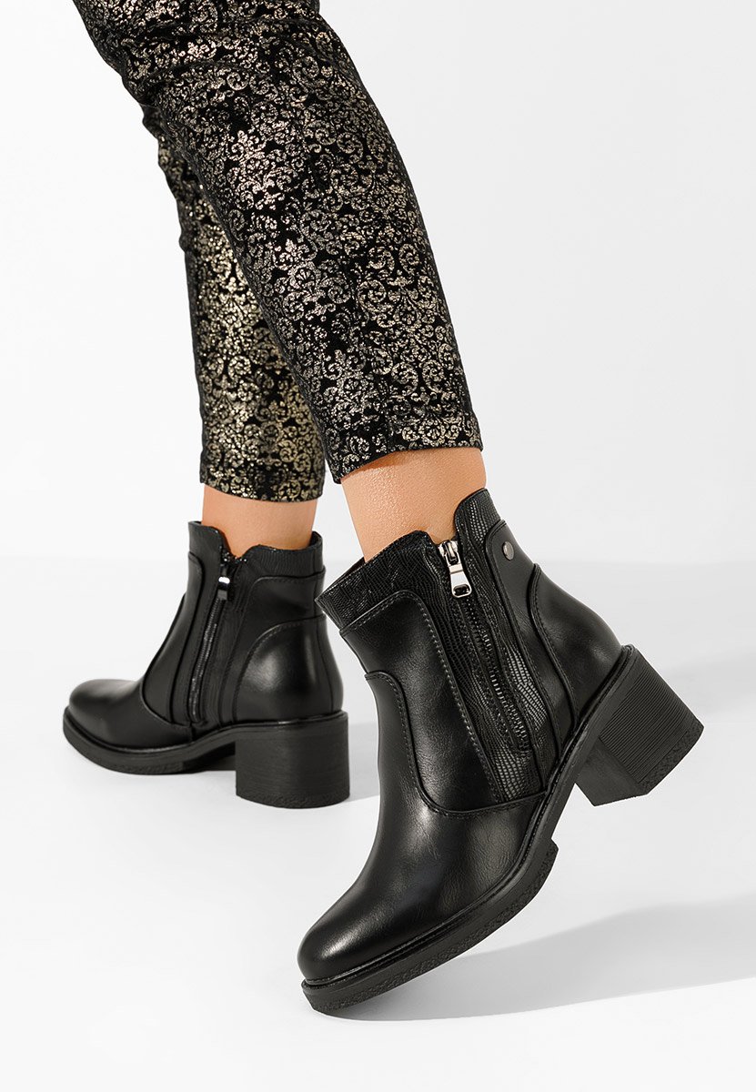 Bottines à talon noires Caleiaja
