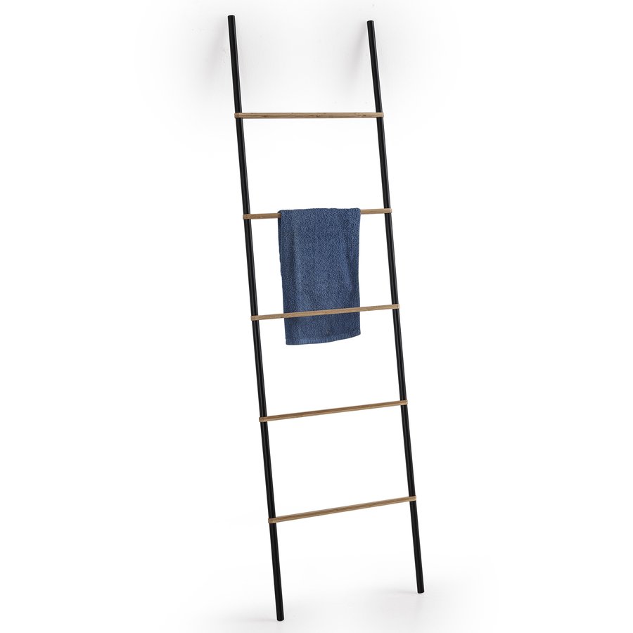 Gedy Kenta handdoek ladder 45x160cm zwart/bamboe