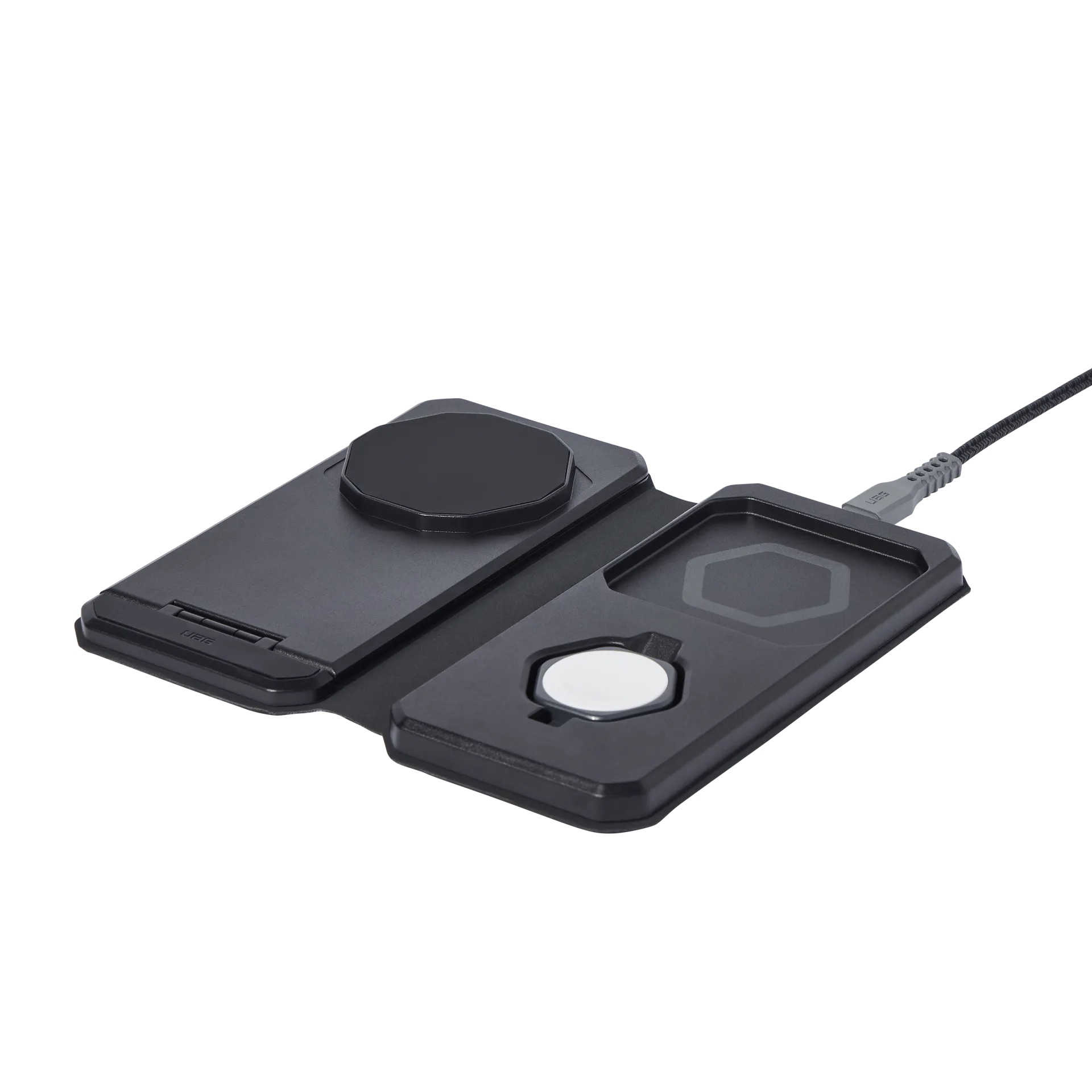 (15W) SRGE 3in1 MagSafe Qi Wireless Charger Faltbare Ladestation für iPhone / Apple Watch / Airpods (9B4412114030) - Schwarz